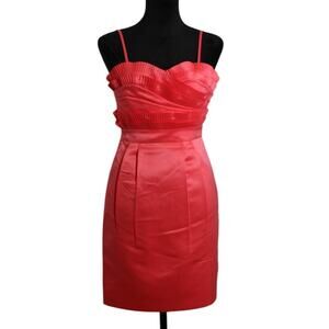 CALVIN KLEIN Coral Ruffle Dress, Size 2